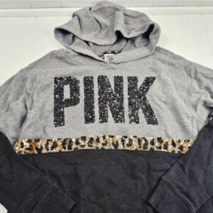 VS PINK RARE Bling Leopard Print Hoodie